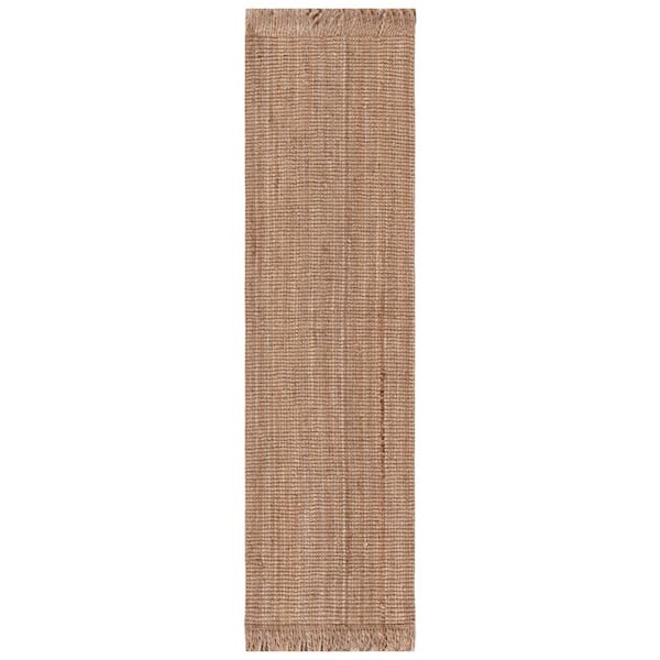 SAFAVIEH Natural Fiber Beige 2 ft. x 12 ft. Woven Frayed Runner Rug