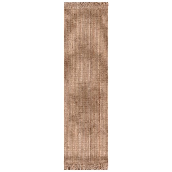 Natural Fiber 2 ft. x 20 ft. Natural Woven Frayed Runner Rug