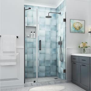 Belmore XL 47.25 - 48.25 in. W x 80 in. H Frameless Hinged Shower Door with Clear StarCast Glass in Oil Rubbed Bronze