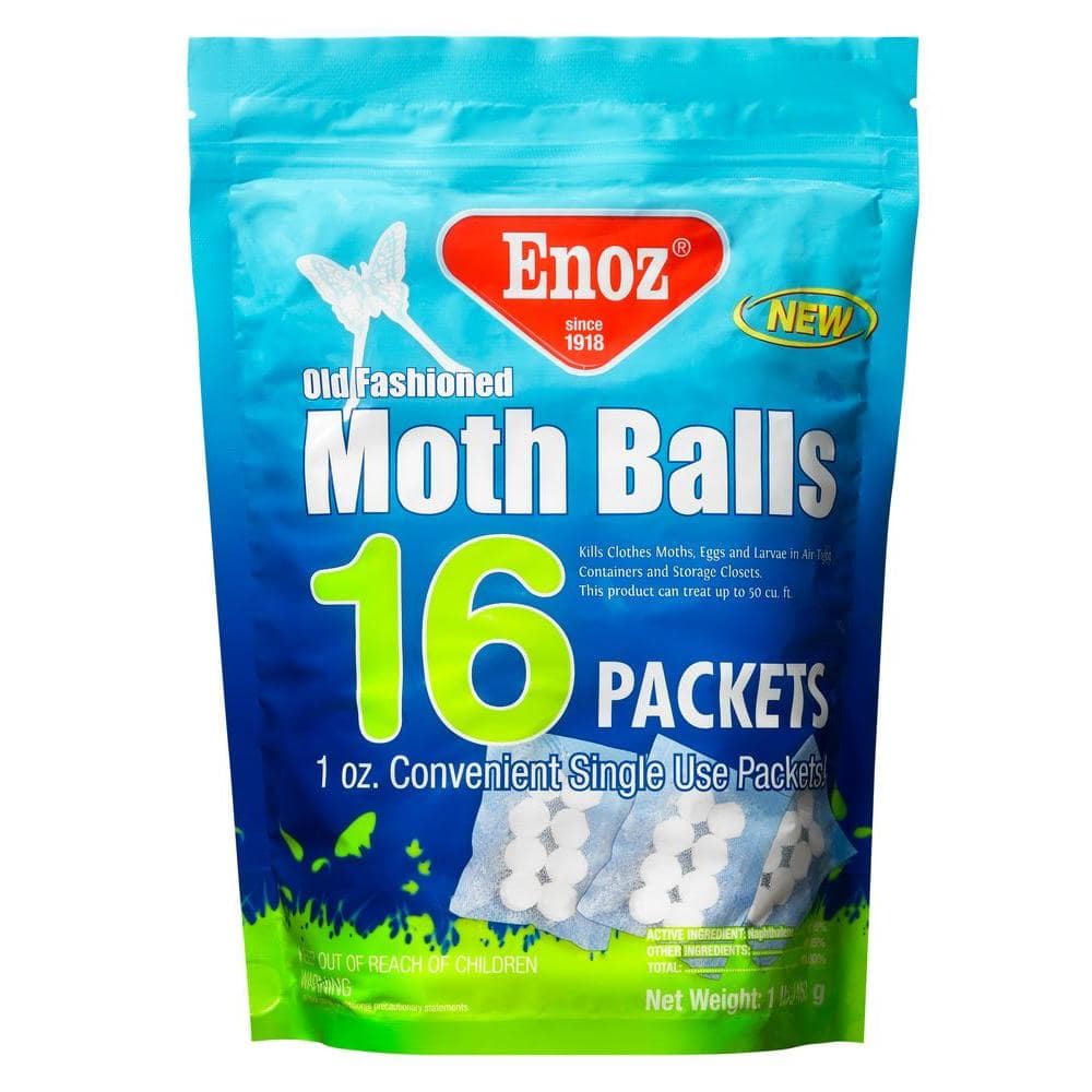 Enoz Old Fashioned Moth Balls, Naphthalene Balls, 24 oz, 3 Single Use 8 oz  Packets