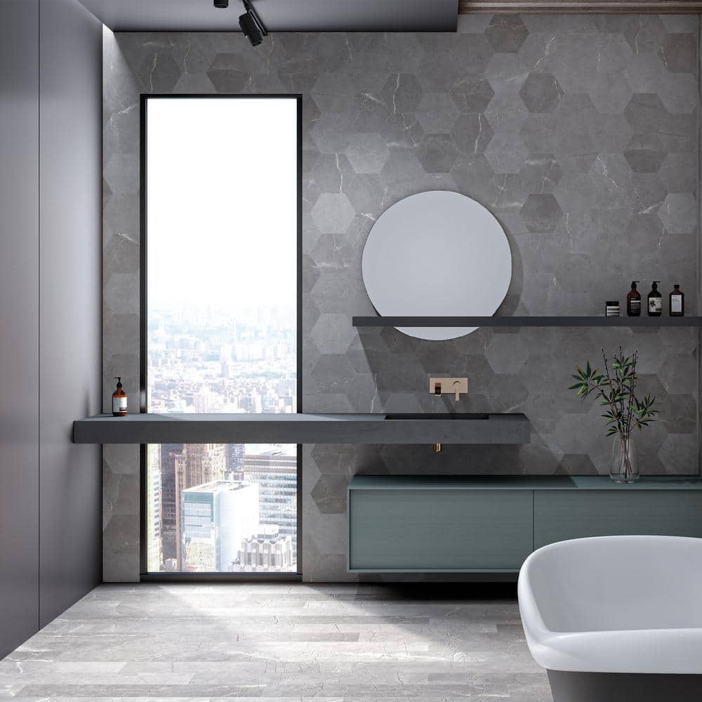 Elegance Dark Gray Hexagon Matte Porcelain Wall & Floor Tile