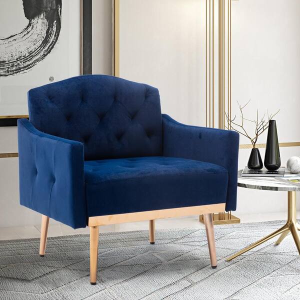 high back navy blue accent chair