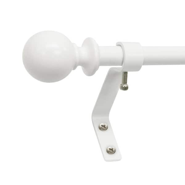 Montevilla Ball Cafe 48 in. - 86 in. Adjustable Curtain Rod 1/2 in. in White with Finial