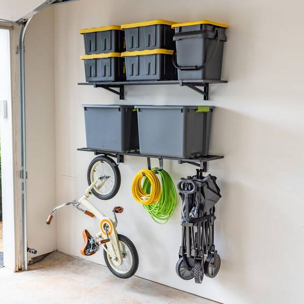 1 ft. x 4 ft. Bristol Garage Wall Mount Shelves : 2-Pack : Black