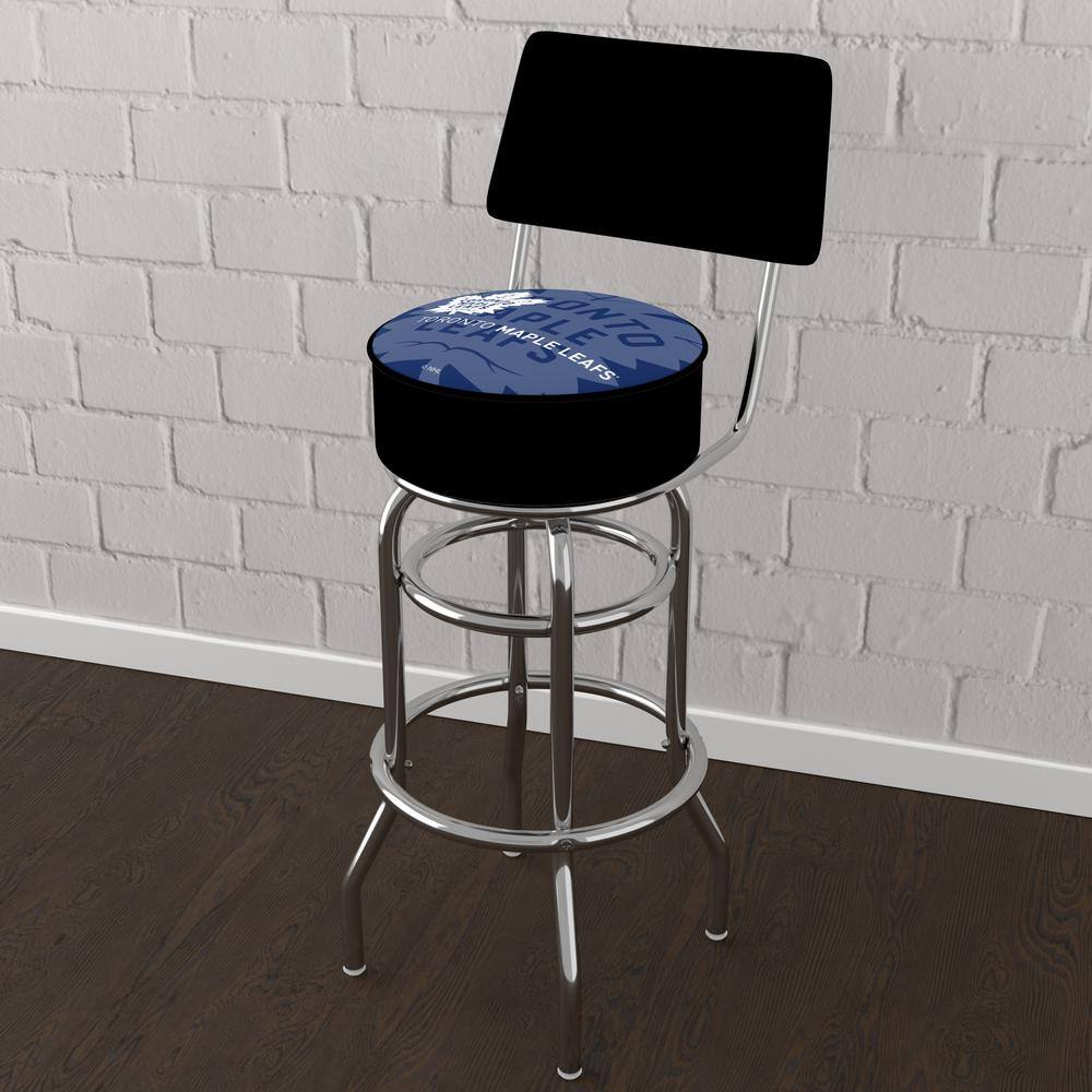 Toronto Maple Leafs Watermark 31 in. Blue Low Back Metal Bar Stool with