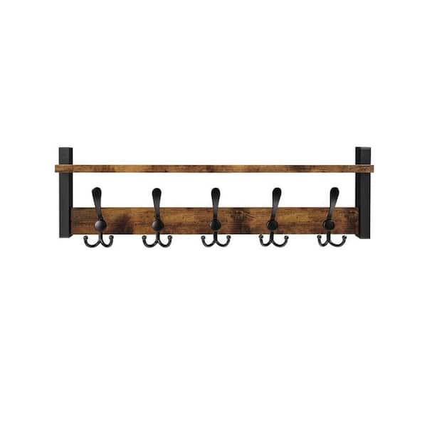 Cubilan 24.01 in. W x 4.52 in. D Rustic Brown Decorative Wall Shelf, Coat Rack Wall Mount with Shelf