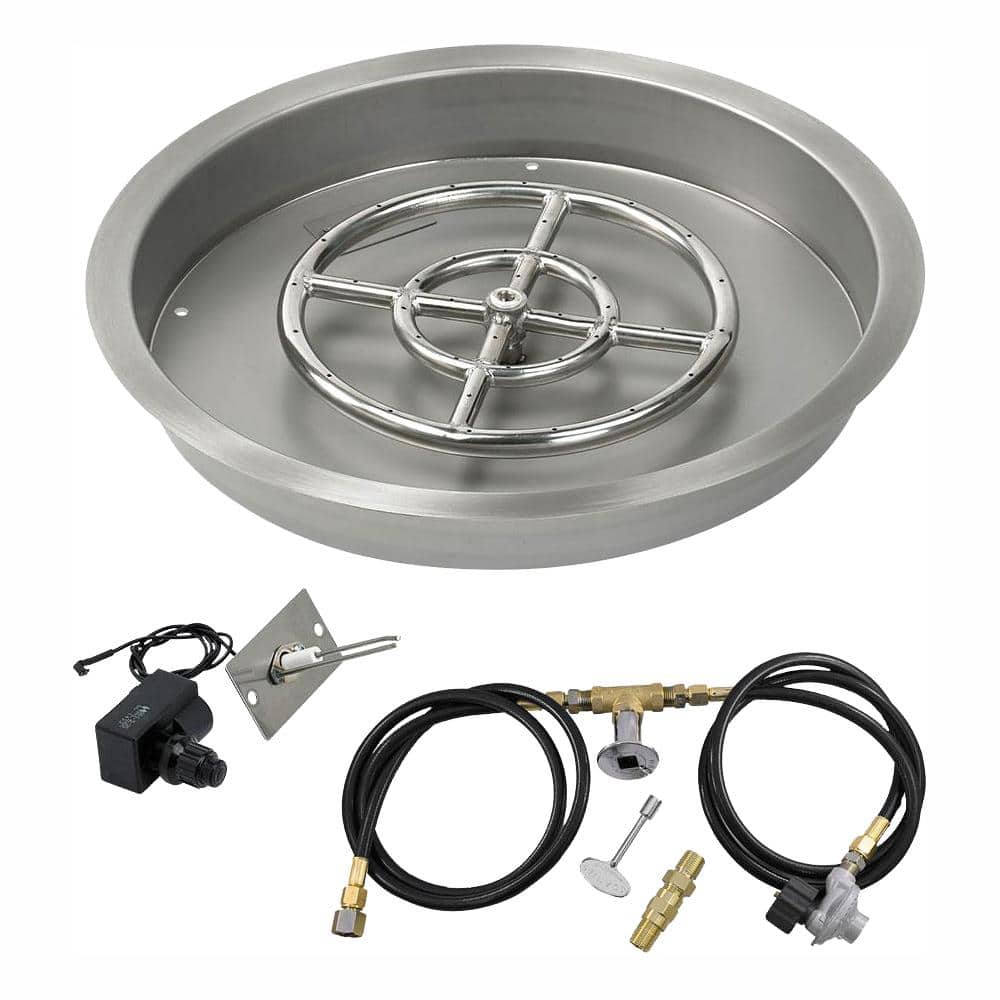 Fire Pit Pan With Spark Ignition Kit, Stainless Steel Fire Pit Burner