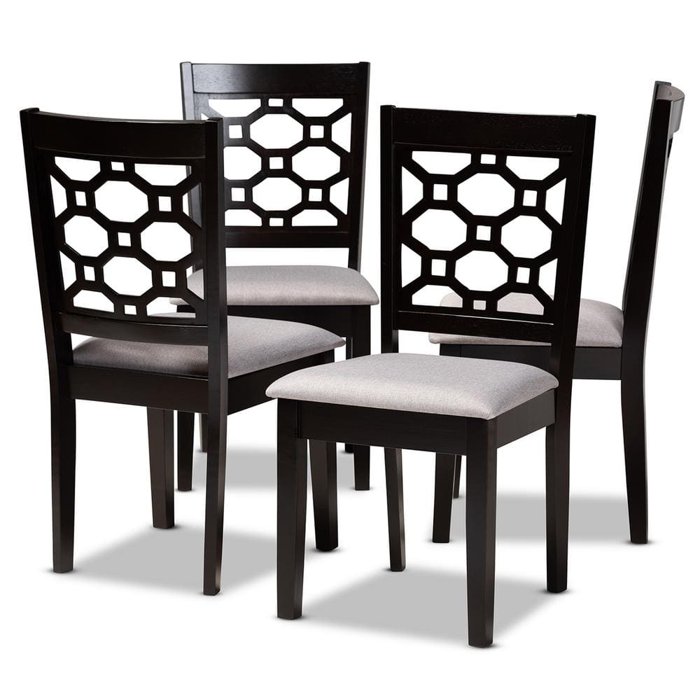 Peter Grey and Dark Brown Wood Side Chair with Cane Back