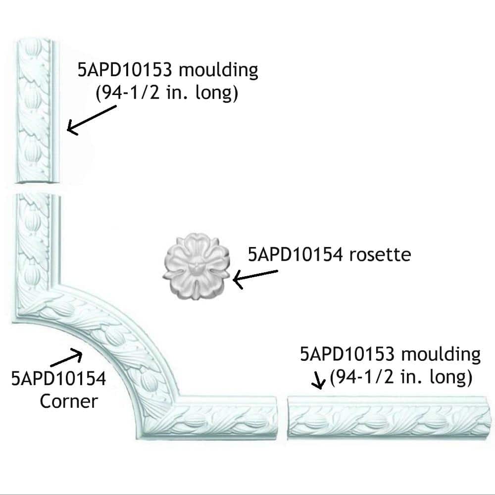 6-Inch White Polyurethane Leaf Panel Moulding Sample