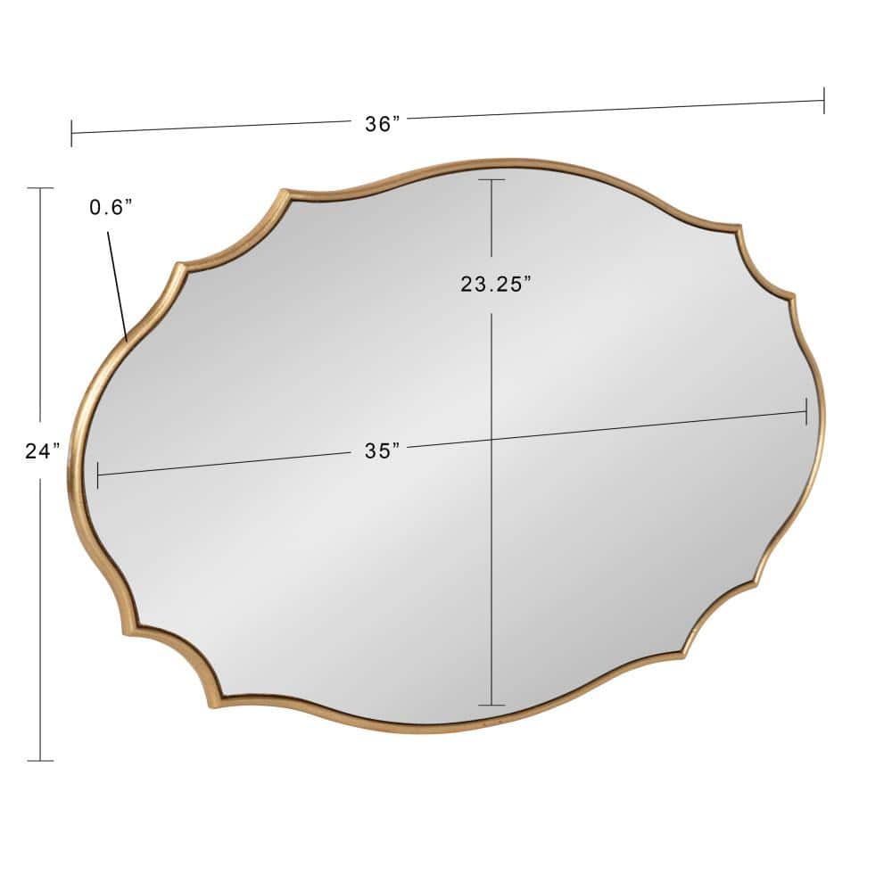 Gold Scalloped Oval Full Length Wood Wall Mirror