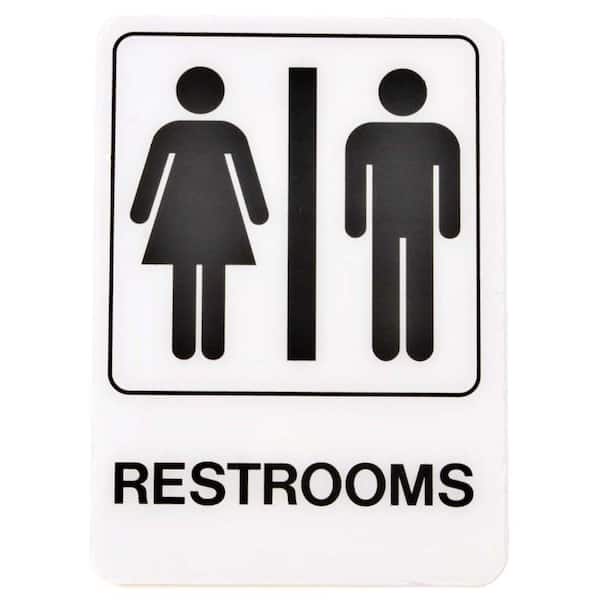 HY-KO 5 in. x 7 in. Plastic Restrooms with Symbol Sign
