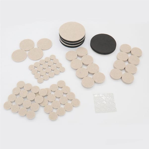 Everbilt Assorted Self-Adhesive Round Furniture Sliders, Tan Felt Pads for Hard Floors and Surface Bumpers Value Pack (108-Piece)