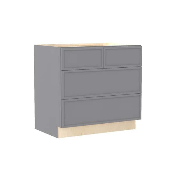 Franklin 36 in. W x 24 in. D x 34.5 in. H Assembled Plywood Drawer Base Kitchen Cabinet in Veiled Gray with Soft Close