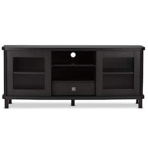 Walda 59 in. Dark Brown Wood TV Stand with 1 Drawer Fits TVs Up to 64 in. with Storage Doors