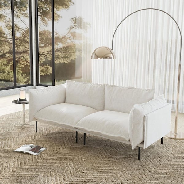 Lawson 75 in. Loveseat Tapered Arm Velvet Modular Sectional Sofa, Cloud for Home, Bedroom, Office in Beige