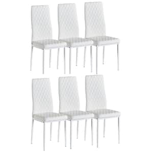 White Leather Modern Minimalist Dining Chair Restaurant Home Conference Chair (Set of 6)