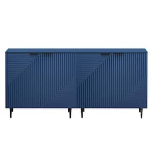 Haven Modern Side Cabinet with Adjustable Shelves, Blue, Set of 2