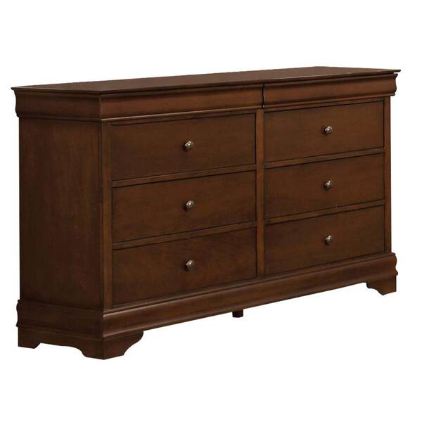 Benjara 17.5 in. Brown 6-Drawer Wooden Dresser Without Mirror