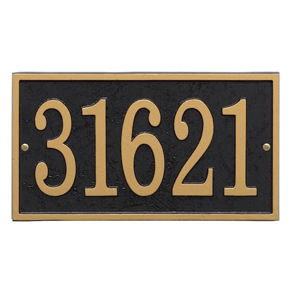 Fast and Easy Rectangle House Number Plaque, Black/Gold