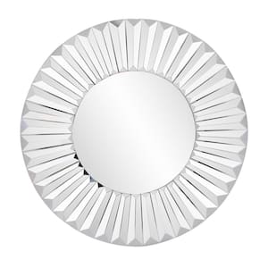 Small Round Mirrored Beveled Glass Contemporary Mirror (13 in. H x 13 in. W)