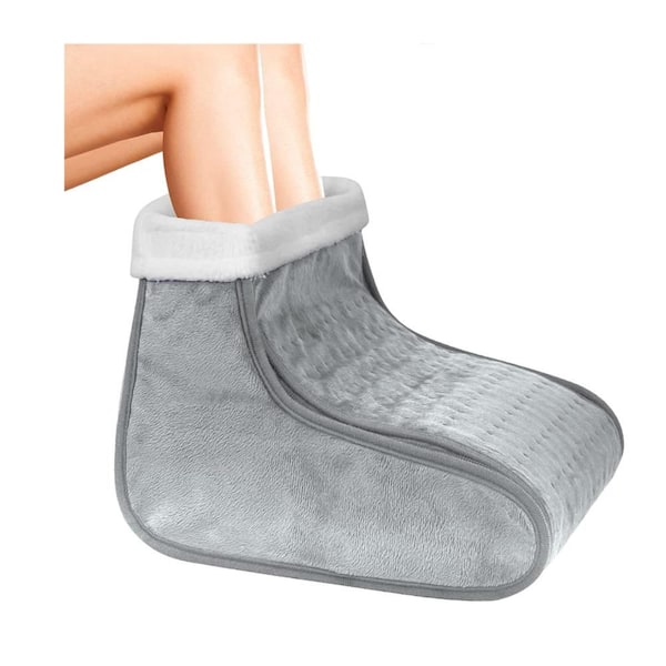 Electric Foot Warmer with 4-Time and 6-Temperature Settings, Washable, Gray, Portable, for Cozy Comfort