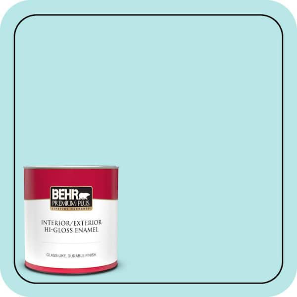 BEHR PREMIUM PLUS 1 qt. #500A-2 Refreshing Pool Hi-Gloss Enamel Interior/Exterior Paint & Primer