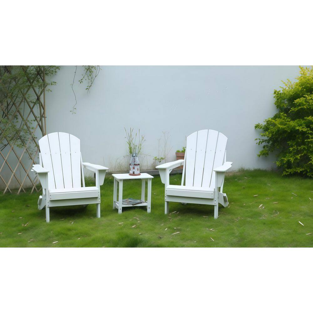3-Piece Outdoor Folding Adirondack Chair with Side Table, Adirondack Chair Set, White (2 Chairs and 1 Table) HDPE price history on PriceWatchPro