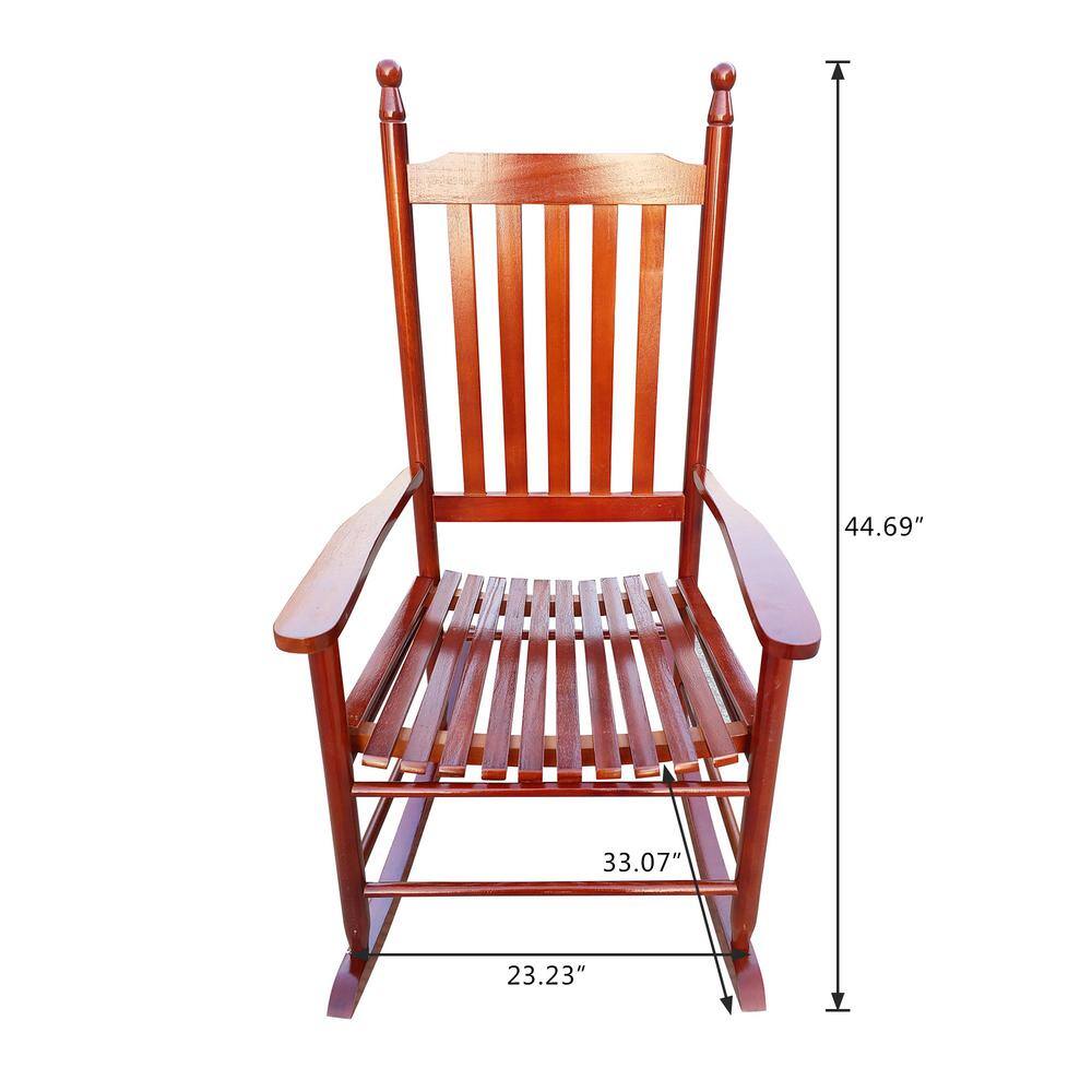 Brown Wooden Porch Rocking Chair with Armrests
