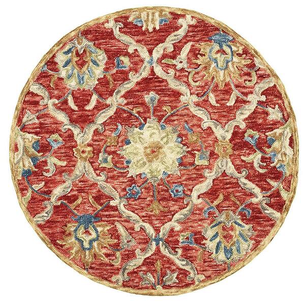 Lr Home Trendy Red 4 Ft X Round, Small Round Red Rug