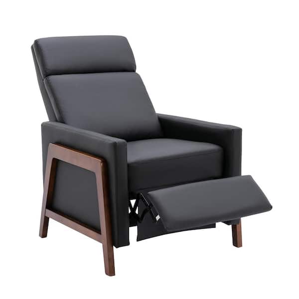 Wood-Framed PU Leather Recliner Chair Adjustable Home Theater Seating with  Thick Seat Cushion and Backrest Modern Living Room Recliners，Black