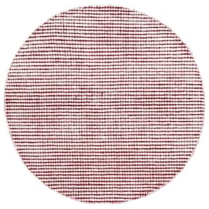 Abstract Red/Ivory 6 ft. x 6 ft. Striped Round Area Rug