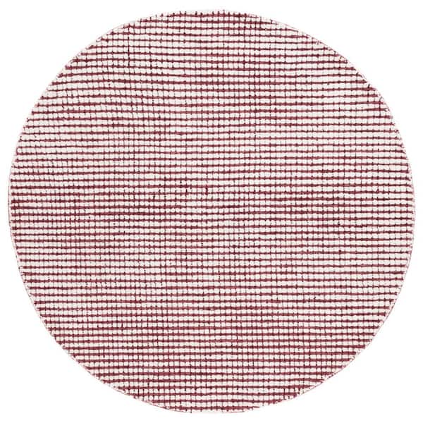 SAFAVIEH Abstract Red/Ivory 6 ft. x 6 ft. Striped Round Area Rug