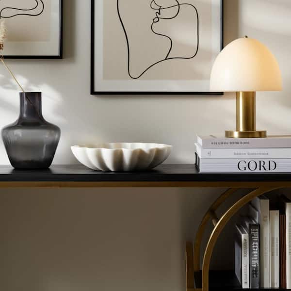 12 in. White Marble Shell Shaped Decorative Bowl