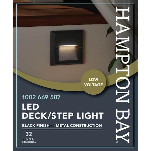 Hampton Bay 10-Watt Equivalent 150 Lumens Low Voltage Black Integrated LED  Round Outdoor InGround Well/Deck Light LDS-WR2BL3000K - The Home Depot