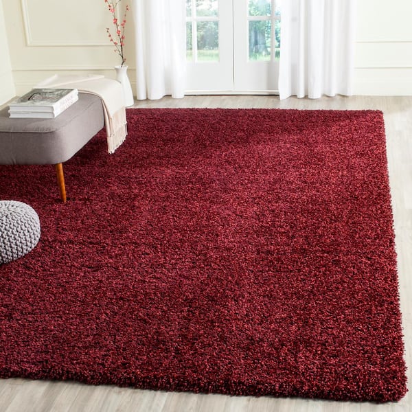 Wine Red Maroon Crimson Warm Shaggy Pile Area Rug Living Room Bedroom Floor Rugs