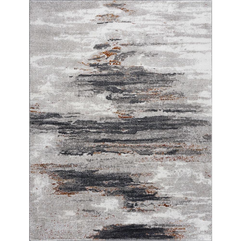 Liverpool Collection Black, Gray, Off White 6 ft X 9 ft. Modern Abstract Contemporary Living Room Area Rug price history on PriceWatchPro