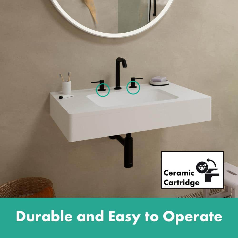 Matte Black Brass Modern Widespread Bathroom Faucet