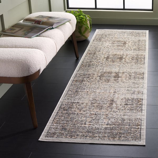Atlas 2 ft. x 8 ft. Beige/Gray Transitional Medallion Runner Rug