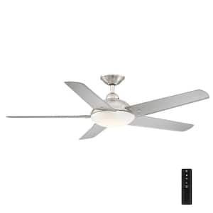 Draper 54 in. Outdoor LED Brushed Nickel Ceiling Fan with Remote Control