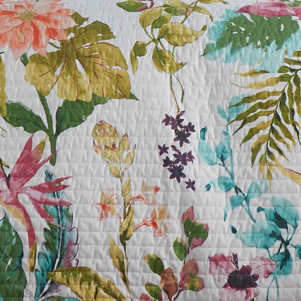 Malana Twin White Cotton Reversible Quilt and Sham Set