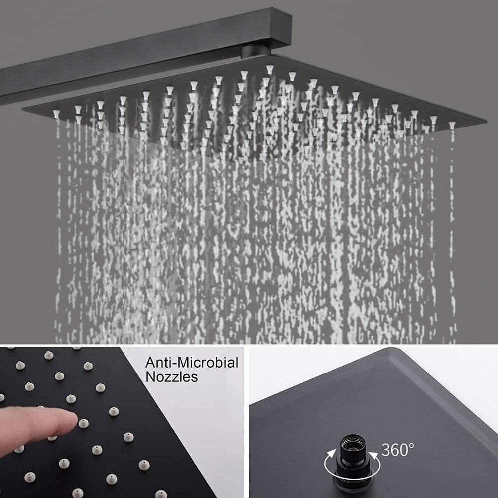Matte Black Multi-Head Rain Shower System with Handheld