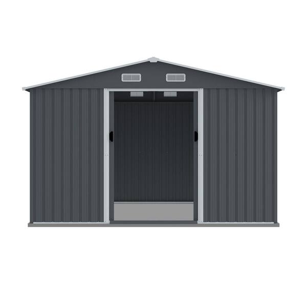 Unbranded - 8 ft x 10 ft. Metal Outdoor Storage Shed Tool Shed, Covered Area 80 Square Feet, with Sliding Door and Ventilation, Gray
