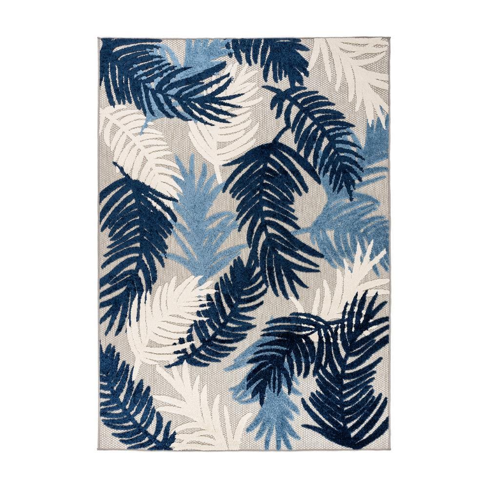 Navy 7 ft. 10 in. x 10 ft. Tropical Floral Modern Indoor/Outdoor Area Rug price history on PriceWatchPro