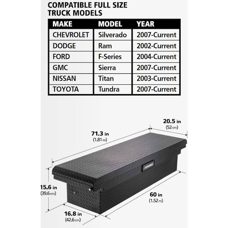 71.36 in. Matte Black Aluminum Full Size Crossbed Truck Tool Box