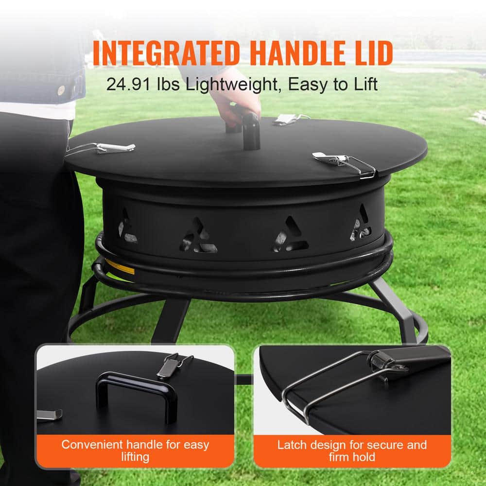 24-Inch Black Portable Gas Fire Pit with Adjustable Flame