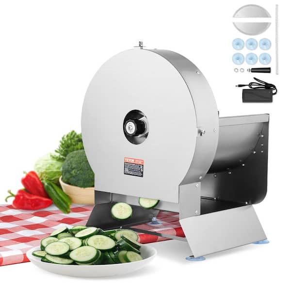 VEVOR Electric Vegetable Slicer 0 to 0.5 in. Thickness Adjustable Commercial Slicer Convertible to Manual Stainless Steel