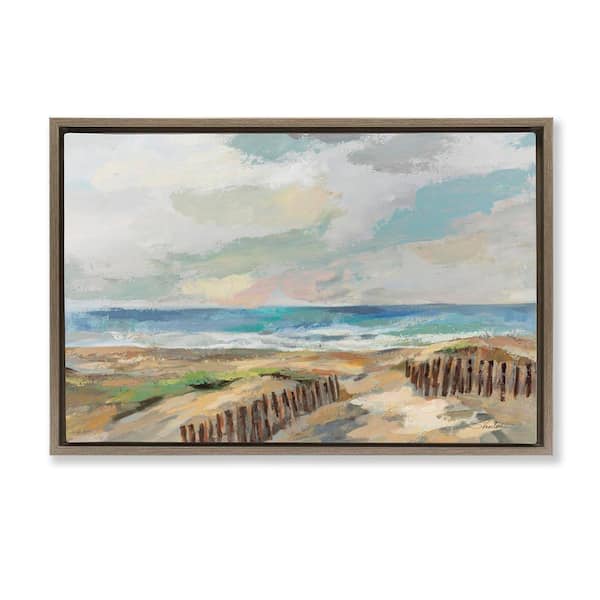 Stupell Industries Summer Beach Dunes by Silvia Vassileva Brown Floater Frame Nature Graphic Art Print 21 in. x 31 in.