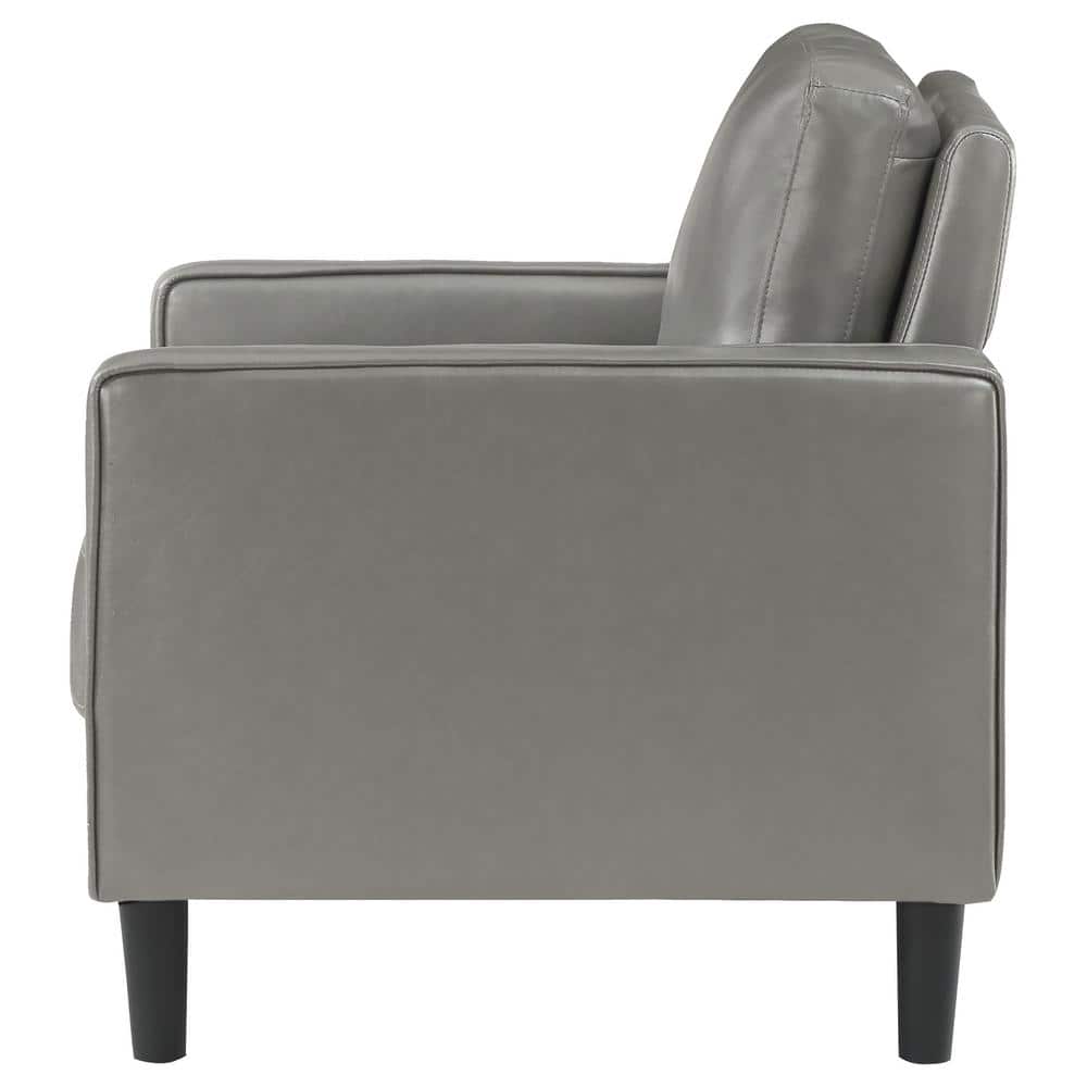 Ruth Dark Gray Faux Leather Wood Accent Chair