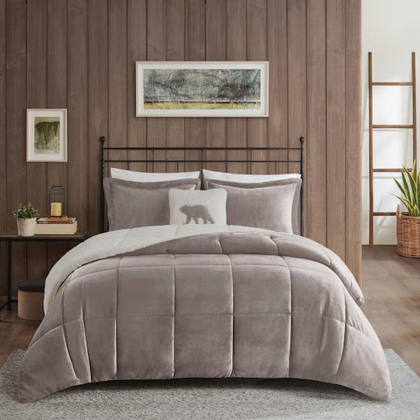 Woolrich Alton Polyester Grey/Ivory Full/Queen Berber Comforter Set