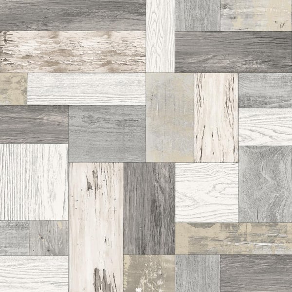 A-Street Prints Knock on Wood Neutral Distressed Paper Strippable Roll (Covers 56.4 sq. ft.)